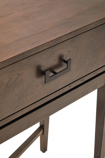 Antique Grey 2-Drawer Console Table with Black Metal Rectangular Handles | Dimaro