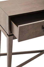 Antique Grey 2-Drawer Console Table with Black Metal Rectangular Handles | Dimaro