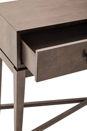 Antique Grey 2-Drawer Console Table with Black Metal Rectangular Handles | Dimaro