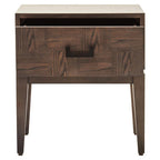 Antique Grey 1-Drawer Side Table with Wooden Legs and Black Metal Handle | Dimaro