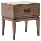 Antique Grey 1-Drawer Side Table with Wooden Legs and Black Metal Handle | Dimaro
