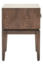 Antique Grey 1-Drawer Side Table with Wooden Legs and Black Metal Handle | Dimaro