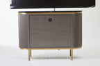 Grey Two Door Sideboard with Black Marble Top | Dervio