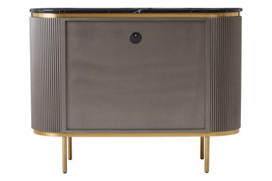 Grey Two Door Sideboard with Black Marble Top | Dervio