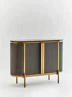 Grey Two Door Sideboard with Black Marble Top | Dervio