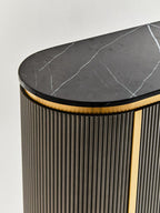 Grey Two Door Sideboard with Black Marble Top | Dervio