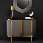 Grey Two Door Sideboard with Black Marble Top | Dervio