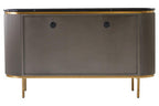 Grey Four Door Sideboard with Black Marble Top | Dervio