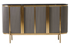Grey Four Door Sideboard with Black Marble Top | Dervio