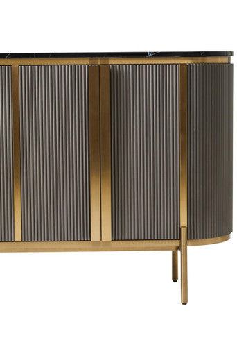 Grey Four Door Sideboard with Black Marble Top | Dervio