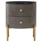 Grey Two Drawer Chest with Black Marble Top | Dervio
