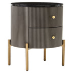 Grey Two Drawer Chest with Black Marble Top | Dervio