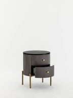 Grey Two Drawer Chest with Black Marble Top | Dervio