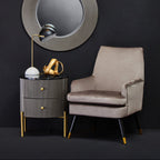 Grey Two Drawer Chest with Black Marble Top | Dervio