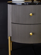 Grey Two Drawer Chest with Black Marble Top | Dervio