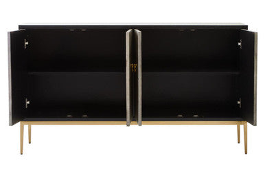 Grey Shagreen Effect 4 Door Sideboard | Deruta