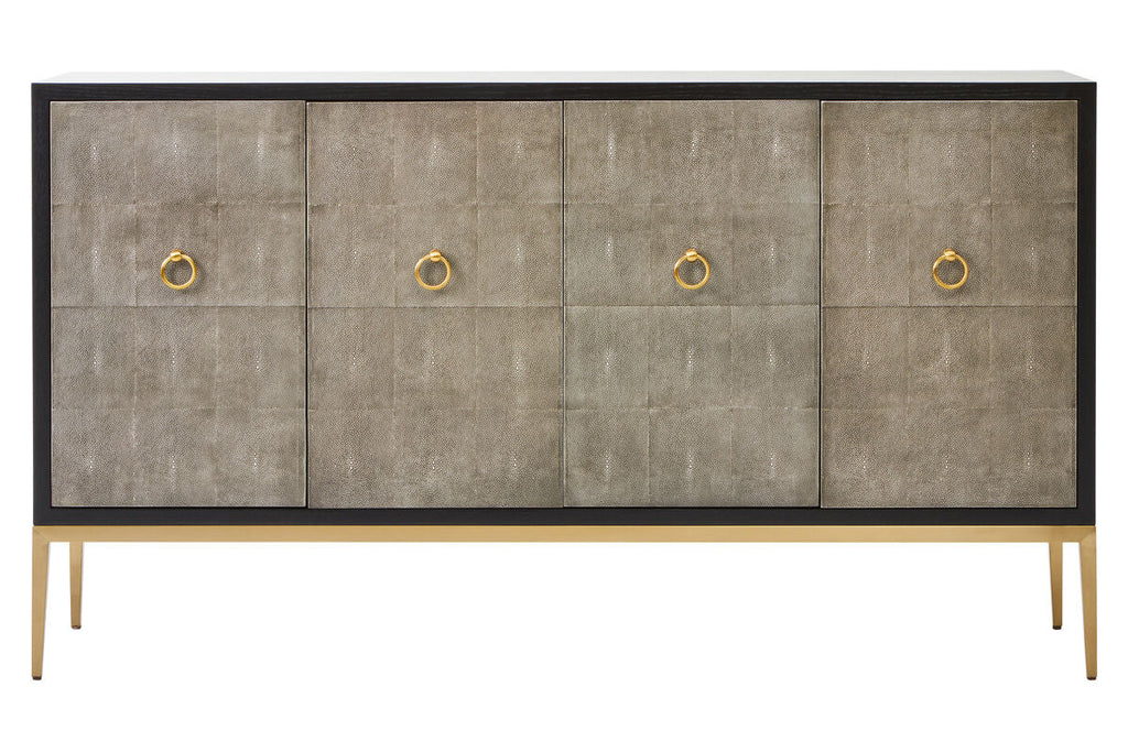 Grey Shagreen Effect 4 Door Sideboard | Deruta