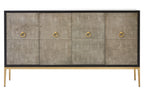 Grey Shagreen Effect 4 Door Sideboard | Deruta