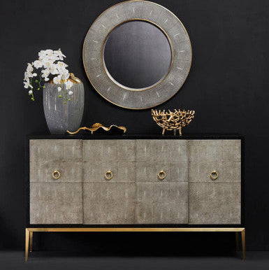 Grey Shagreen Effect 4 Door Sideboard | Deruta