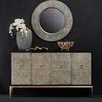 Grey Shagreen Effect 4 Door Sideboard | Deruta