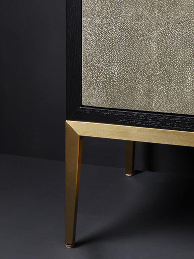 Grey Shagreen Effect 4 Door Sideboard | Deruta
