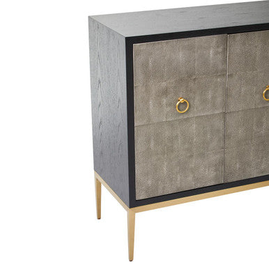 Grey Shagreen Effect 4 Door Sideboard | Deruta