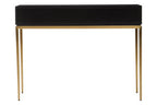 Black Top and Grey Shagreen Effect 1-Drawer Console Table with Gold Metal Legs | Deruta