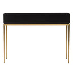 Two-Tone Black Fluted and Grained Console Table with Gold Metal Base and 1 Drawer, Davoli