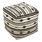 Black and White Ikat Square Pouffe | Cefena