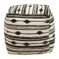 Black and White Ikat Square Pouffe | Cefena
