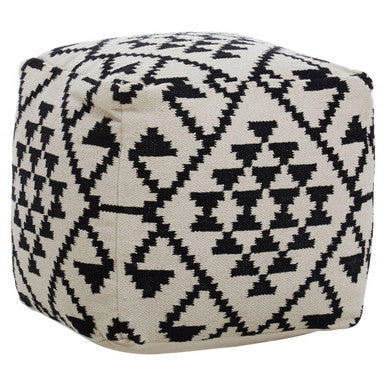 Square Black and White Patterned Pouffe | Cefena