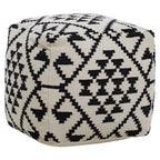 Square Black and White Patterned Pouffe | Cefena