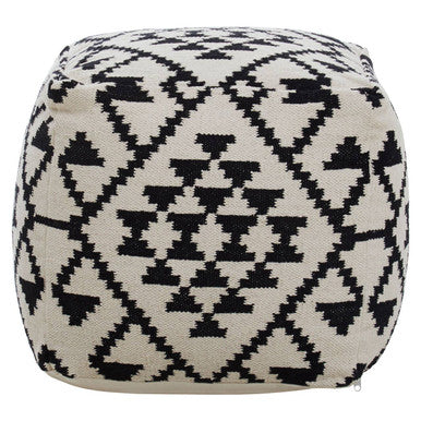 Square Black and White Patterned Pouffe | Cefena
