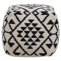 Square Black and White Patterned Pouffe | Cefena