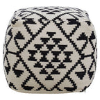 Square Black and White Patterned Pouffe | Cefena