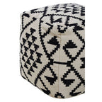 Square Black and White Patterned Pouffe | Cefena