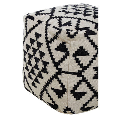 Square Black and White Patterned Pouffe | Cefena