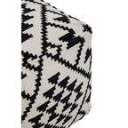 Square Black and White Patterned Pouffe | Cefena