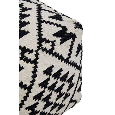 Square Black and White Patterned Pouffe | Cefena