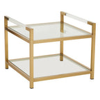 Matte Gold End Table with Clear Glass Top | Vogue