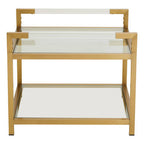Matte Gold End Table with Clear Glass Top | Vogue