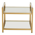 Matte Gold End Table with Clear Glass Top | Vogue