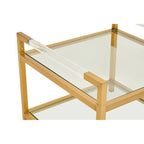 Matte Gold End Table with Clear Glass Top | Vogue