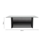 Matte Black Stainless Steel and Clear Glass Rectangular Dining Table with Storage | Vogue