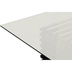 Matte Black Stainless Steel and Clear Glass Rectangular Dining Table with Storage | Vogue
