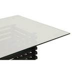 Matte Black Stainless Steel and Clear Glass Rectangular Dining Table with Storage | Vogue