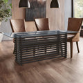 Matte Black Stainless Steel and Clear Glass Rectangular Dining Table with Storage | Vogue