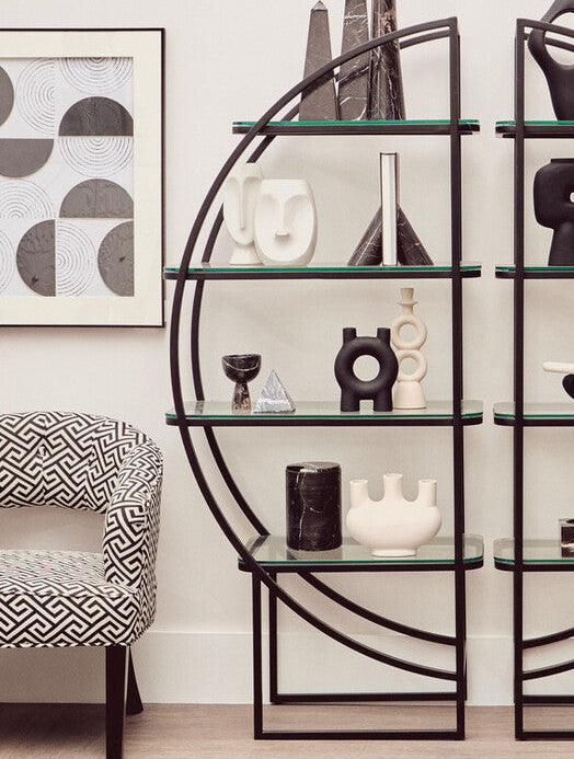 Vogue Left Half Moon Black Shelf Unit