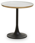 White Enamel Top Round Side Table with Matte Black Base | Corra