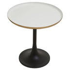 White Enamel Top Round Side Table with Matte Black Base | Corra
